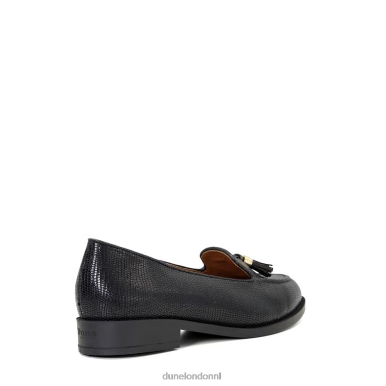 vrouwen R6DFZ103 globaal zwart Dune London Loafers met brede pasvorm en kwastjes