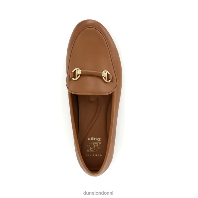 vrouwen R6DFZ104 grootsheid bruinen Dune London Loafers met brede pasvorm en trensversiering