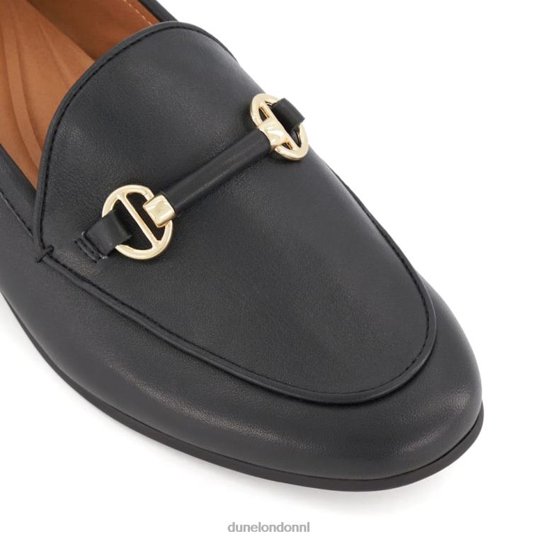 vrouwen R6DFZ105 grootsheid zwart Dune London Loafers met brede pasvorm en trensversiering