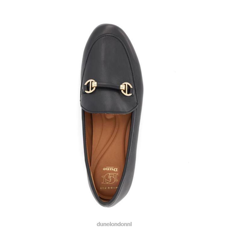 vrouwen R6DFZ105 grootsheid zwart Dune London Loafers met brede pasvorm en trensversiering