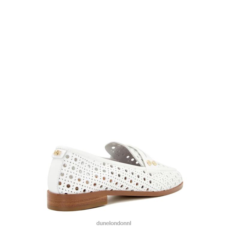 vrouwen R6DFZ106 glinsterde wit Dune London Penny loafers met lasergesneden details