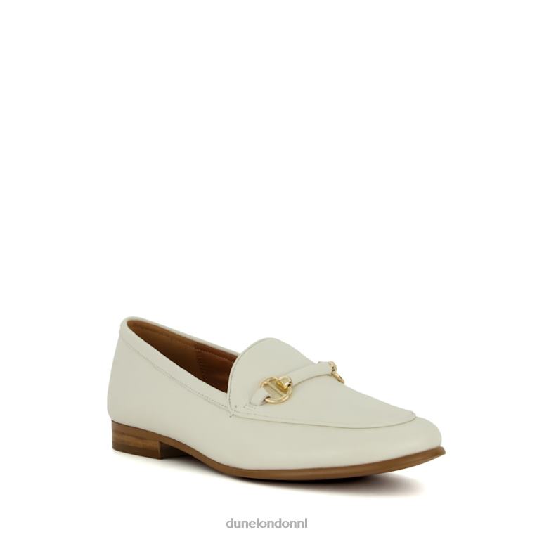 vrouwen R6DFZ108 grootsheid wit Dune London Loafers met metalen afwerking en trens - Klik op de afbeelding om het venster te sluiten