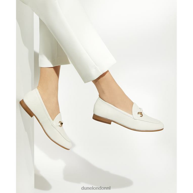 vrouwen R6DFZ108 grootsheid wit Dune London Loafers met metalen afwerking en trens