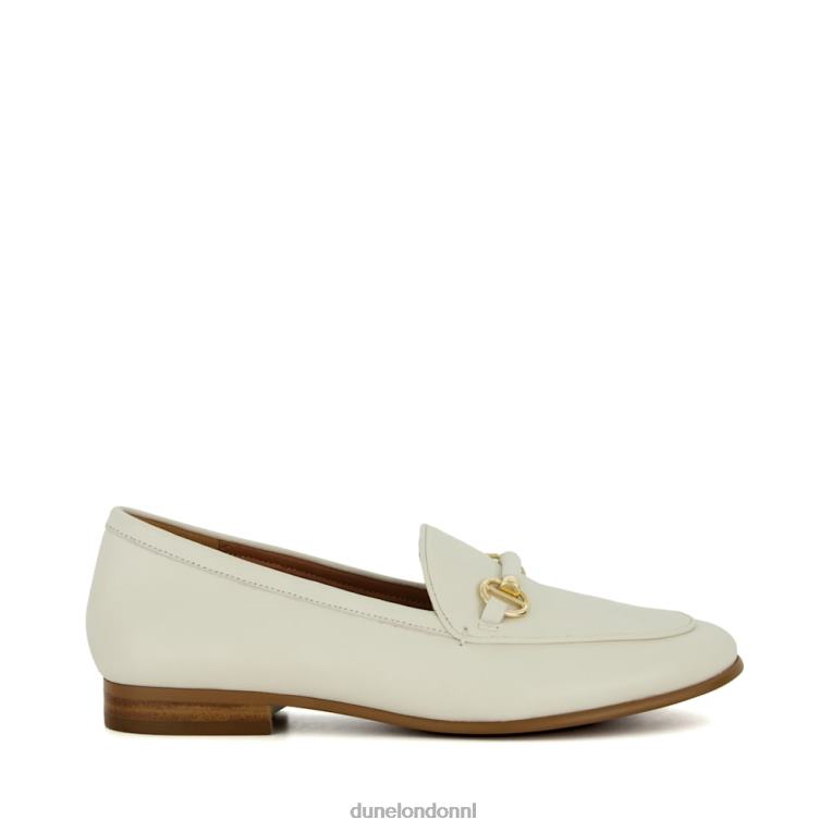 vrouwen R6DFZ108 grootsheid wit Dune London Loafers met metalen afwerking en trens