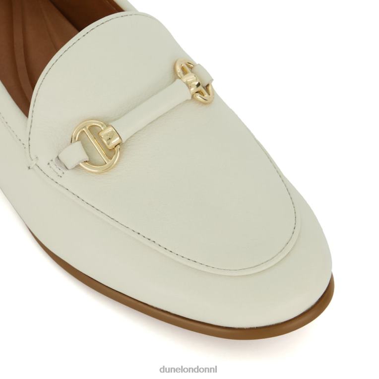 vrouwen R6DFZ108 grootsheid wit Dune London Loafers met metalen afwerking en trens