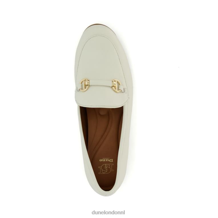 vrouwen R6DFZ108 grootsheid wit Dune London Loafers met metalen afwerking en trens