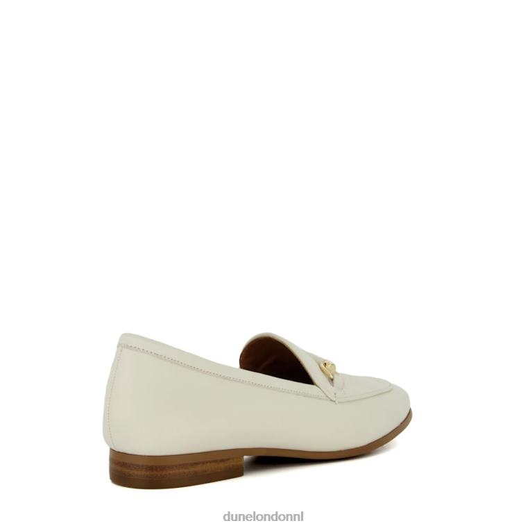 vrouwen R6DFZ108 grootsheid wit Dune London Loafers met metalen afwerking en trens