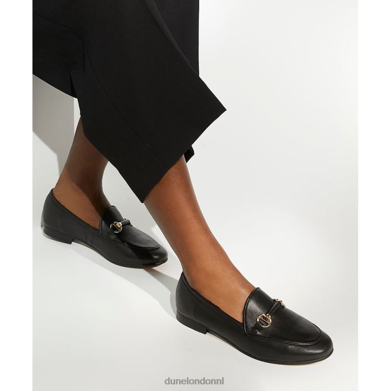 vrouwen R6DFZ115 grootsheid zwart Dune London Loafers met metalen afwerking en trens