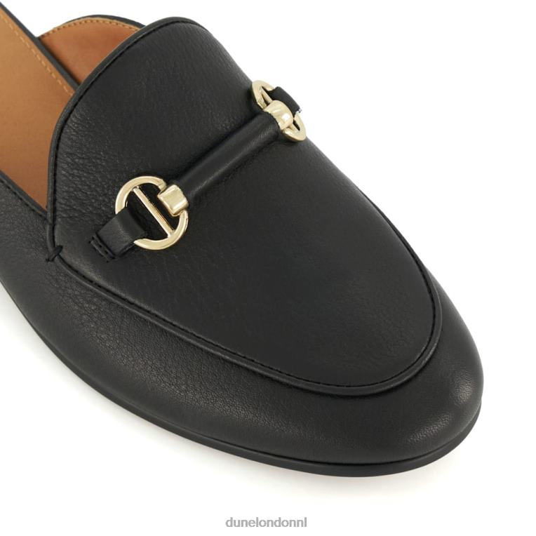 vrouwen R6DFZ116 gloeide zwart Dune London Loafer zonder rug met trensversiering