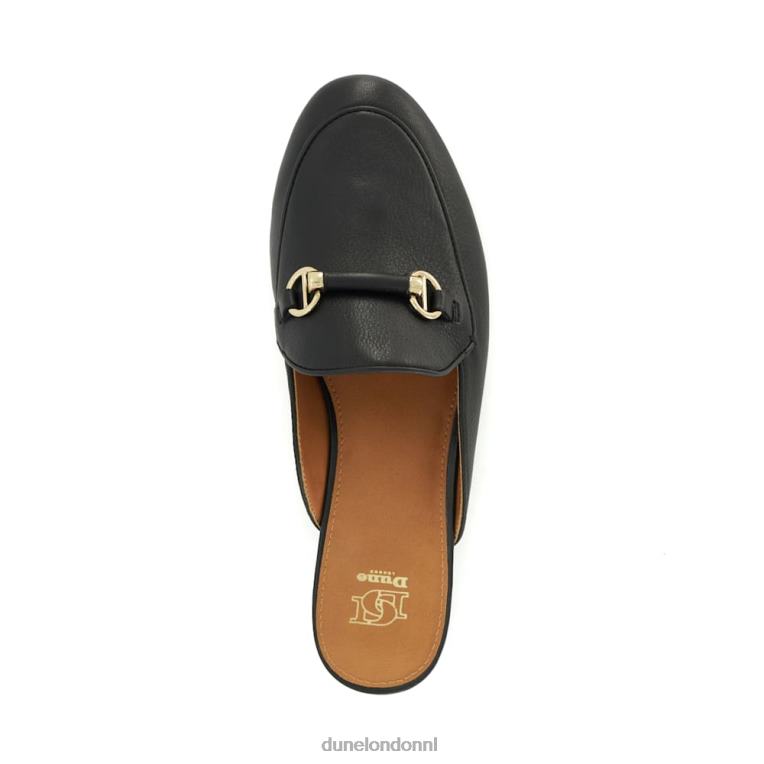 vrouwen R6DFZ116 gloeide zwart Dune London Loafer zonder rug met trensversiering