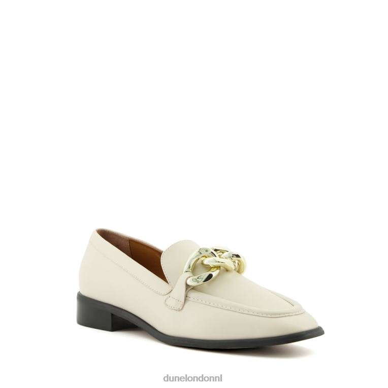 vrouwen R6DFZ125 glimp ecru Dune London Loafers met kettingafwerking