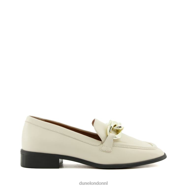 vrouwen R6DFZ125 glimp ecru Dune London Loafers met kettingafwerking