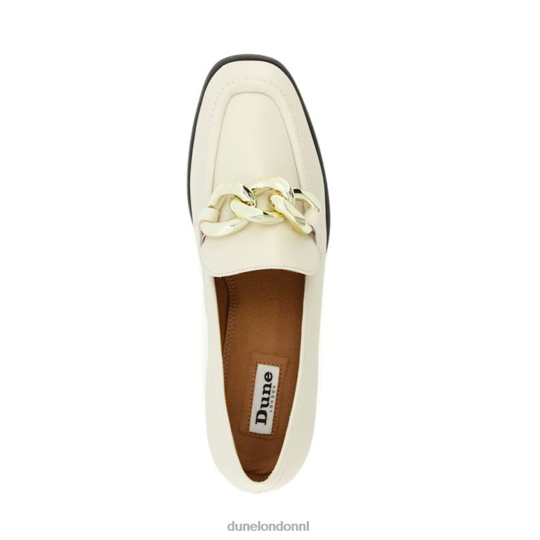 vrouwen R6DFZ125 glimp ecru Dune London Loafers met kettingafwerking