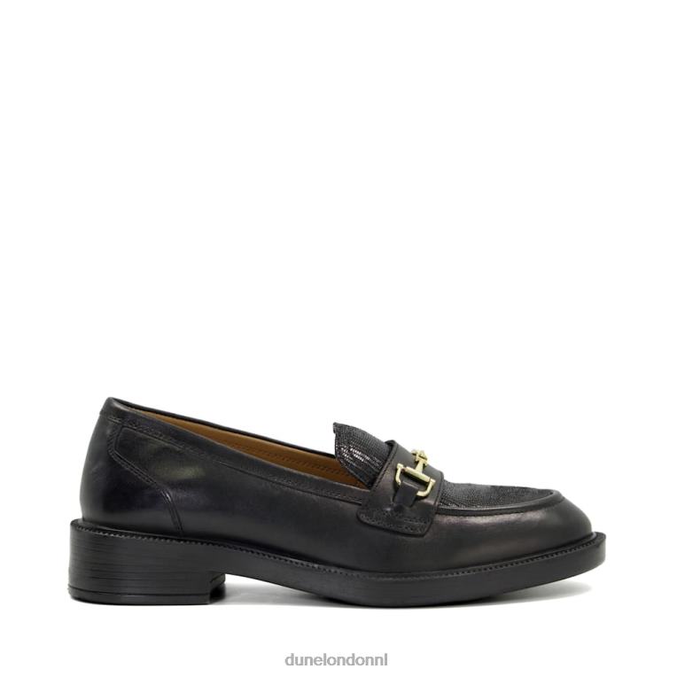 vrouwen R6DFZ299 rooster zwart Dune London Loafers met lederen trensversiering