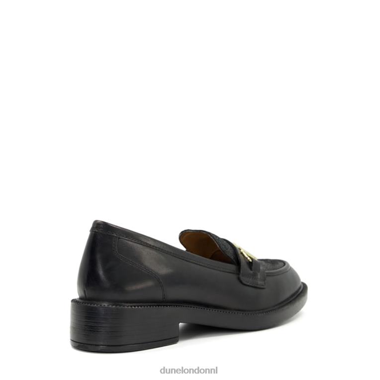 vrouwen R6DFZ299 rooster zwart Dune London Loafers met lederen trensversiering