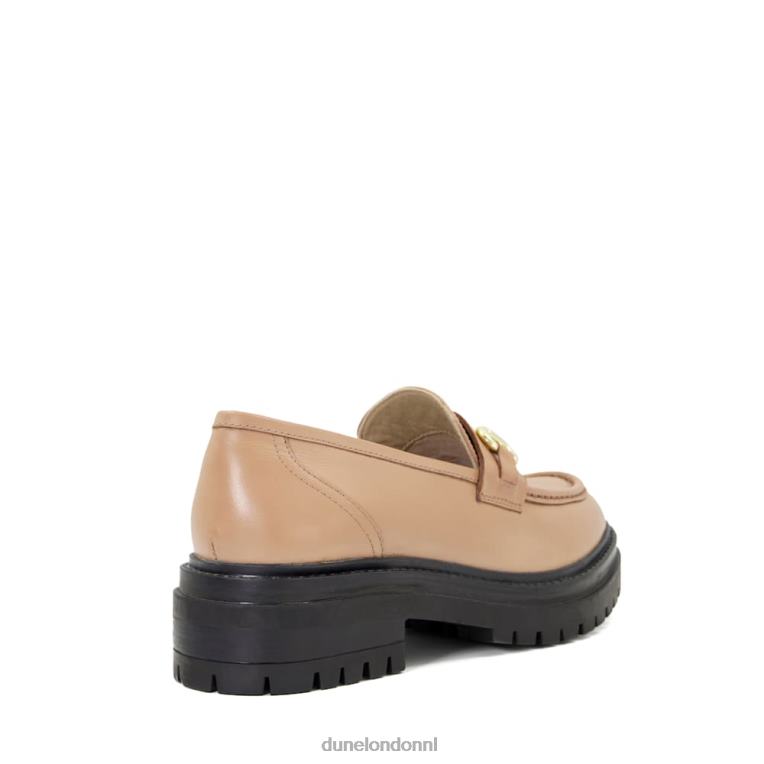 vrouwen R6DFZ469 galger kameel Dune London Loafers met leren trensversiering en geprofileerde zool