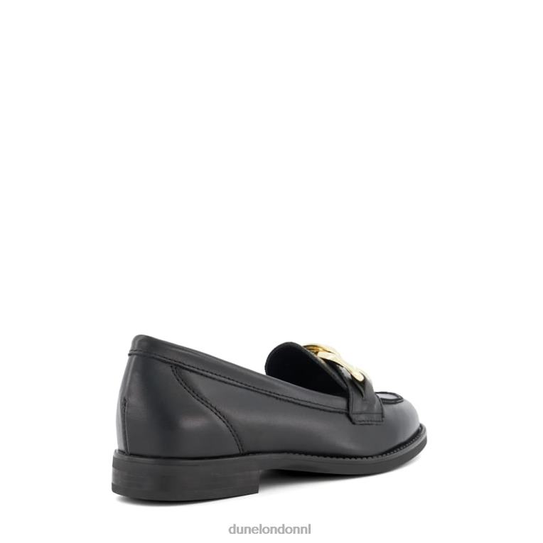 vrouwen R6DFZ46 godin zwart Dune London Leren loafers met kettingdetail