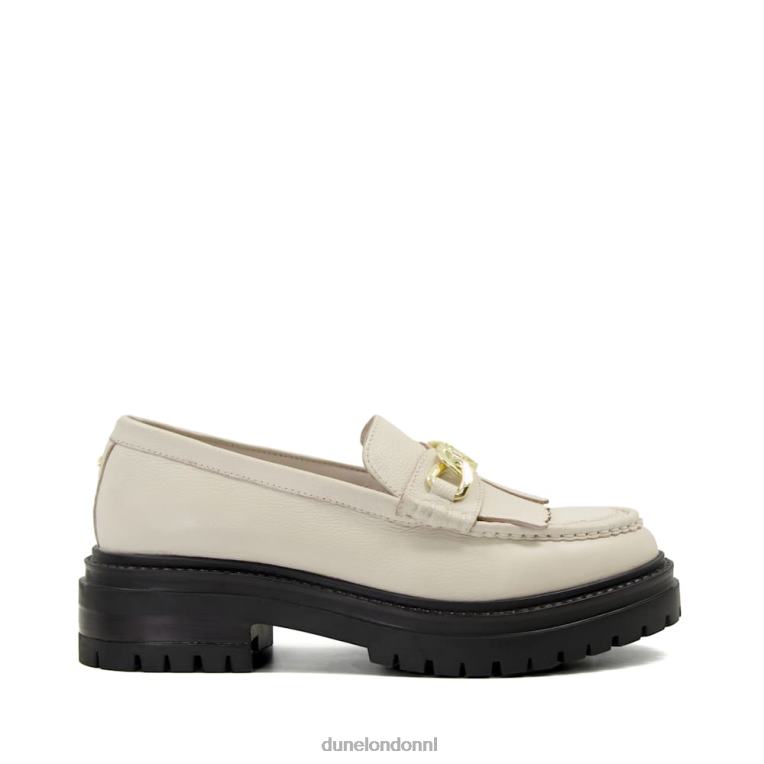 vrouwen R6DFZ477 Georgië ecru Dune London Dikke loafers met ketting-kwastjesdetail