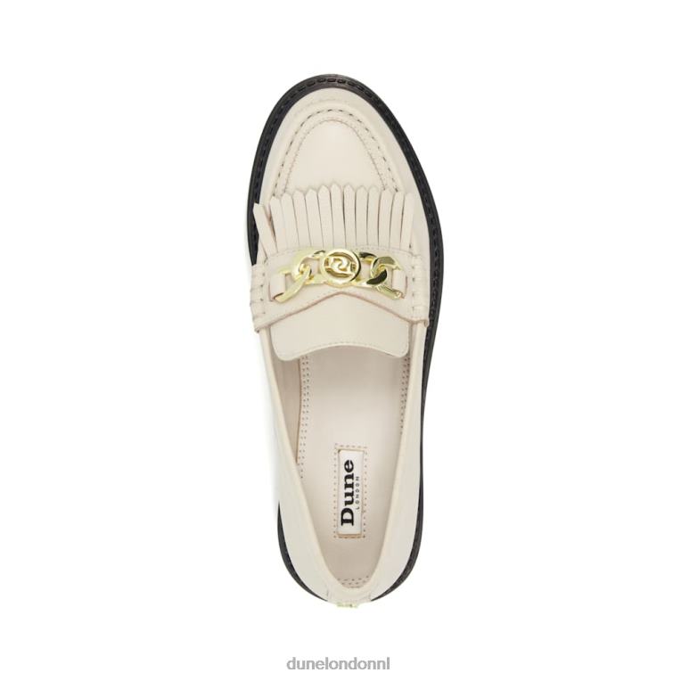 vrouwen R6DFZ477 Georgië ecru Dune London Dikke loafers met ketting-kwastjesdetail