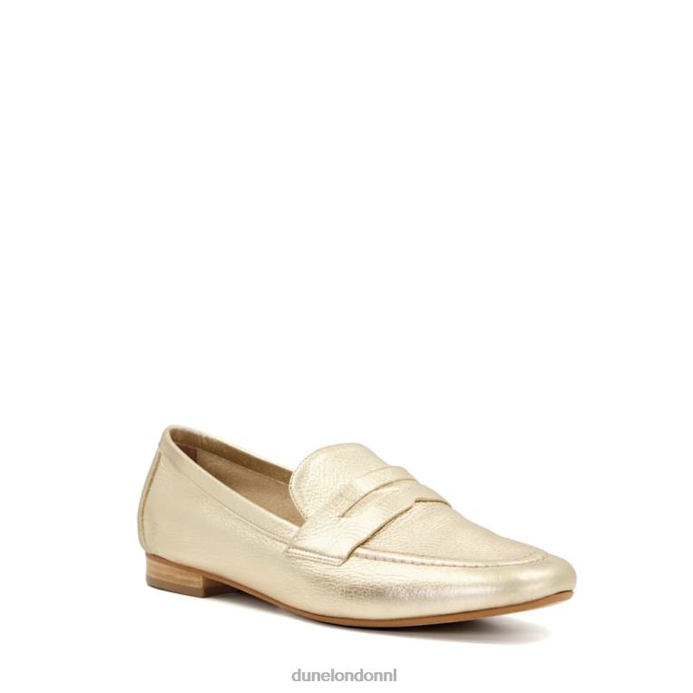 vrouwen R6DFZ482 giaetta goud Dune London platte pennyloafers - Klik op de afbeelding om het venster te sluiten