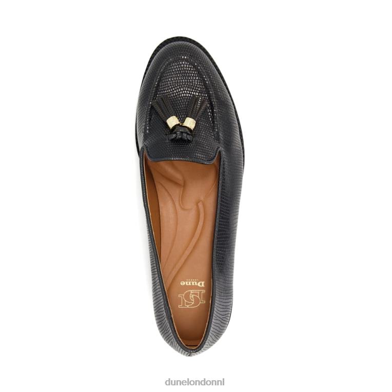 vrouwen R6DFZ549 globaal zwart Dune London Leren loafers met kwastjes