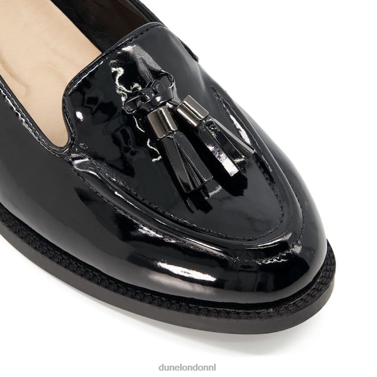 vrouwen R6DFZ557 globaal zwart Dune London Loafers met brede pasvorm en kwastjes