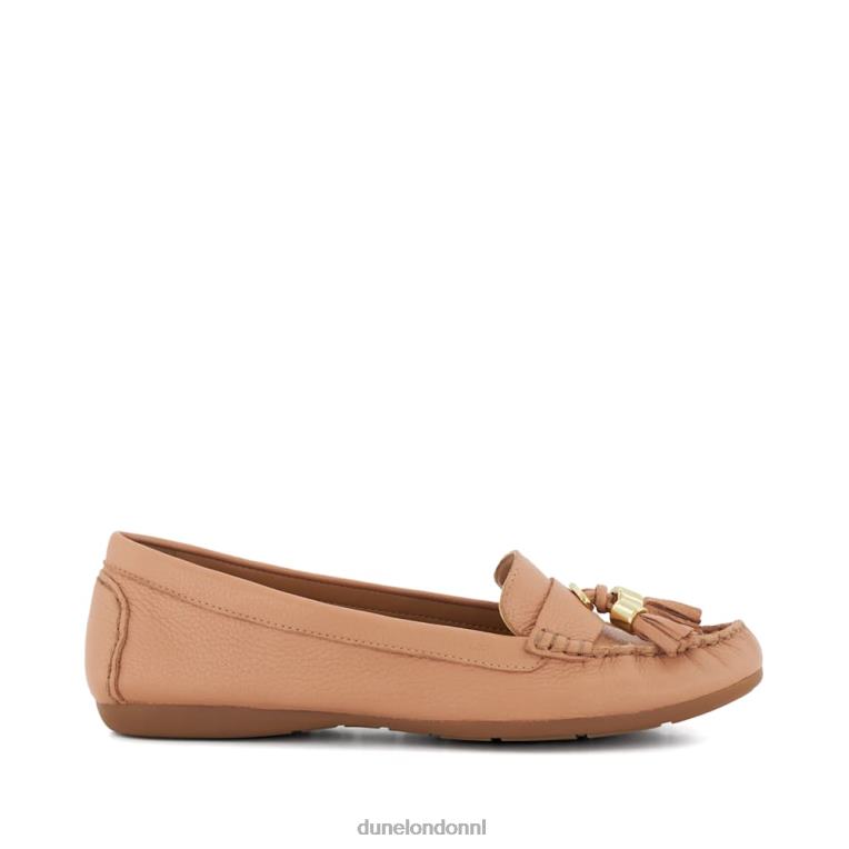 vrouwen R6DFZ581 vergaren bruinen Dune London Leren loafers met kwastjes