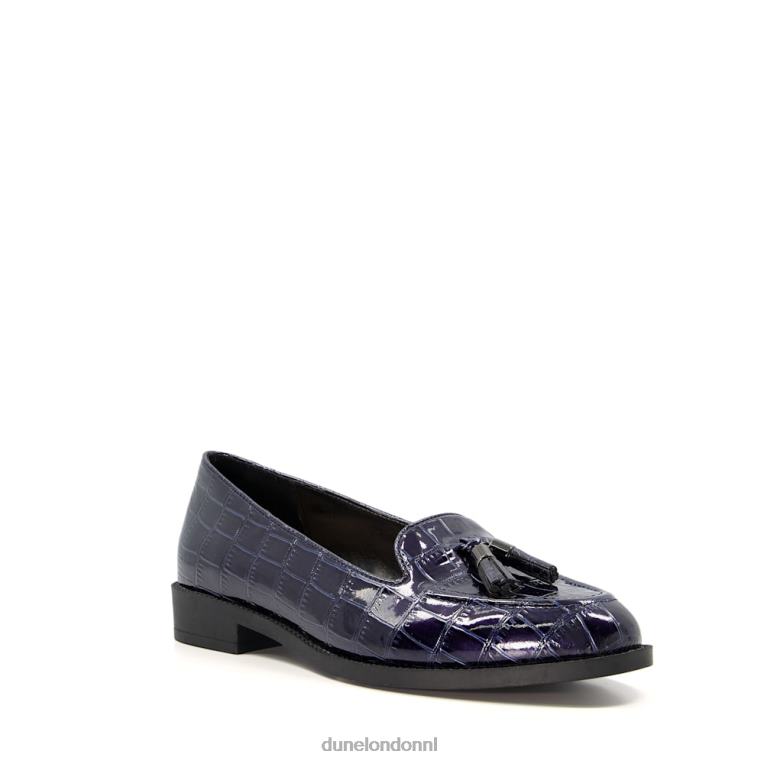 vrouwen R6DFZ594 globaal marine Dune London Loafers met kwastjes en krokodilleneffect - Klik op de afbeelding om het venster te sluiten