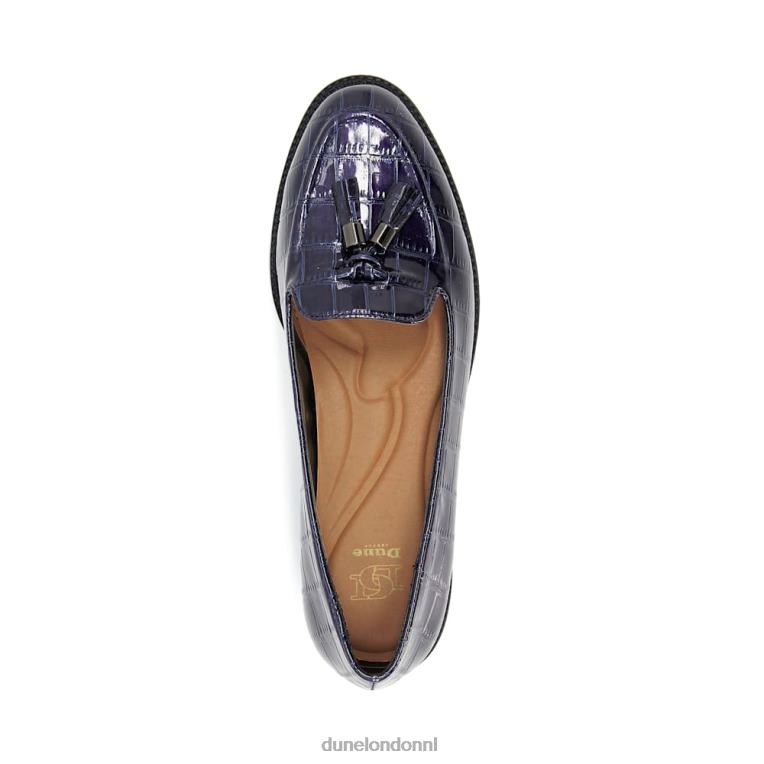 vrouwen R6DFZ594 globaal marine Dune London Loafers met kwastjes en krokodilleneffect