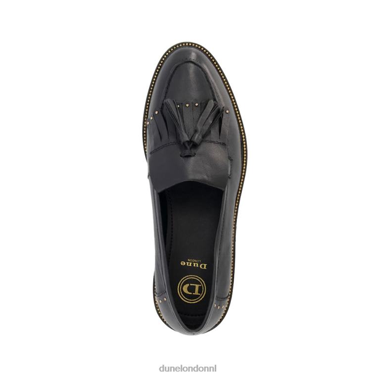 vrouwen R6DFZ616 glenda's zwart Dune London schort kwastjes loafers