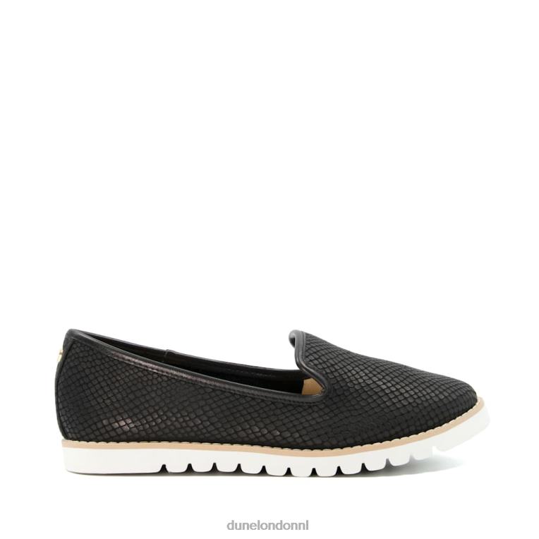 vrouwen R6DFZ624 galjoen zwart Dune London bedrukte sportloafer