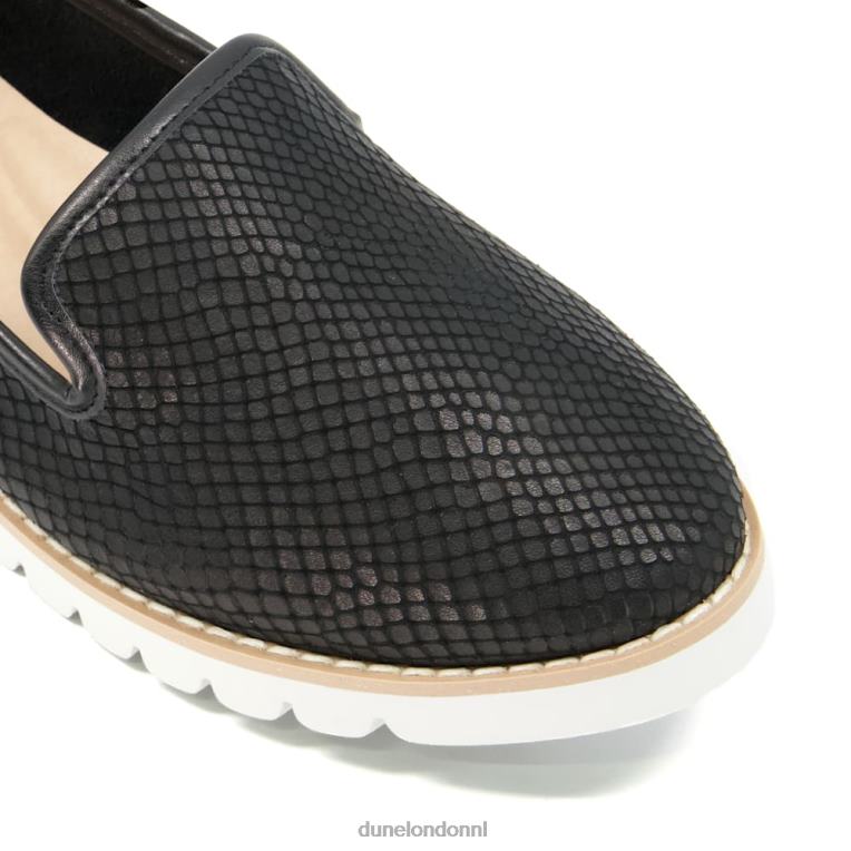 vrouwen R6DFZ624 galjoen zwart Dune London bedrukte sportloafer