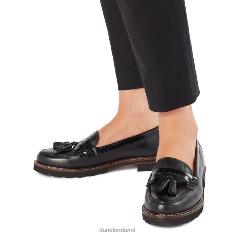 vrouwen R6DFZ660 gennia zwart Dune London Loafer met getextureerde kwastjes