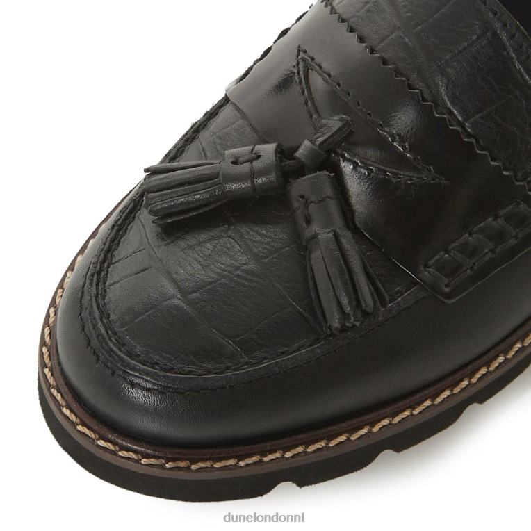 vrouwen R6DFZ660 gennia zwart Dune London Loafer met getextureerde kwastjes