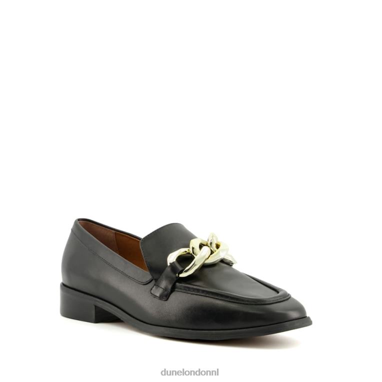 vrouwen R6DFZ92 glimp zwart Dune London Loafers met kettingafwerking - Klik op de afbeelding om het venster te sluiten