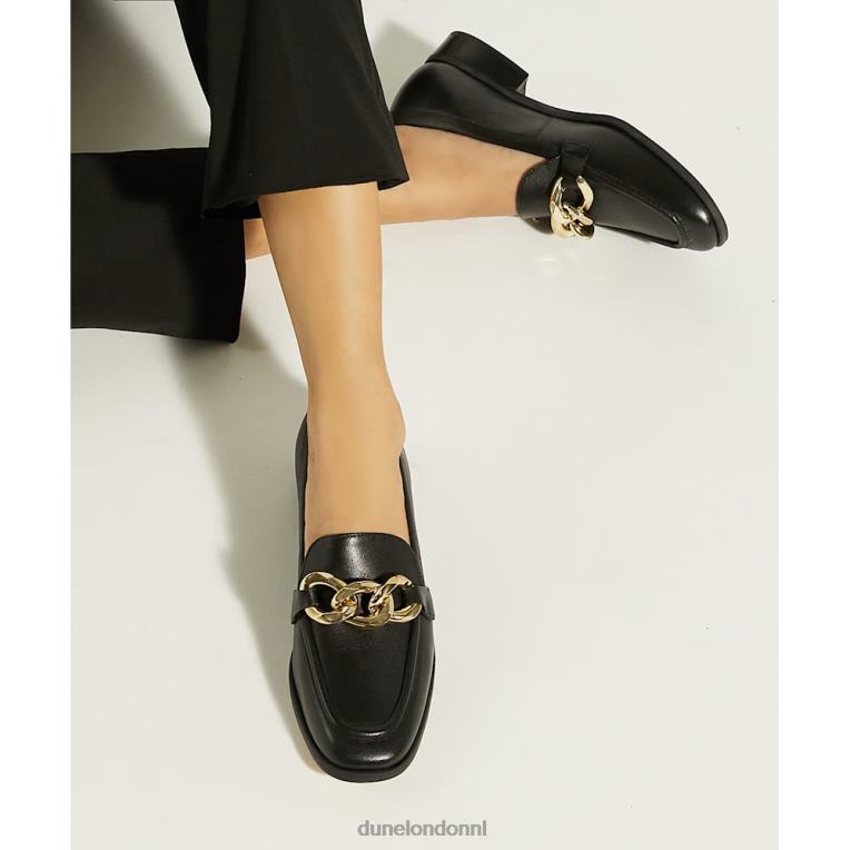 vrouwen R6DFZ92 glimp zwart Dune London Loafers met kettingafwerking