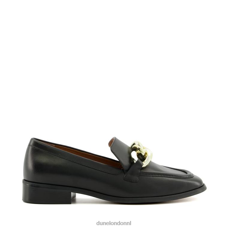 vrouwen R6DFZ92 glimp zwart Dune London Loafers met kettingafwerking