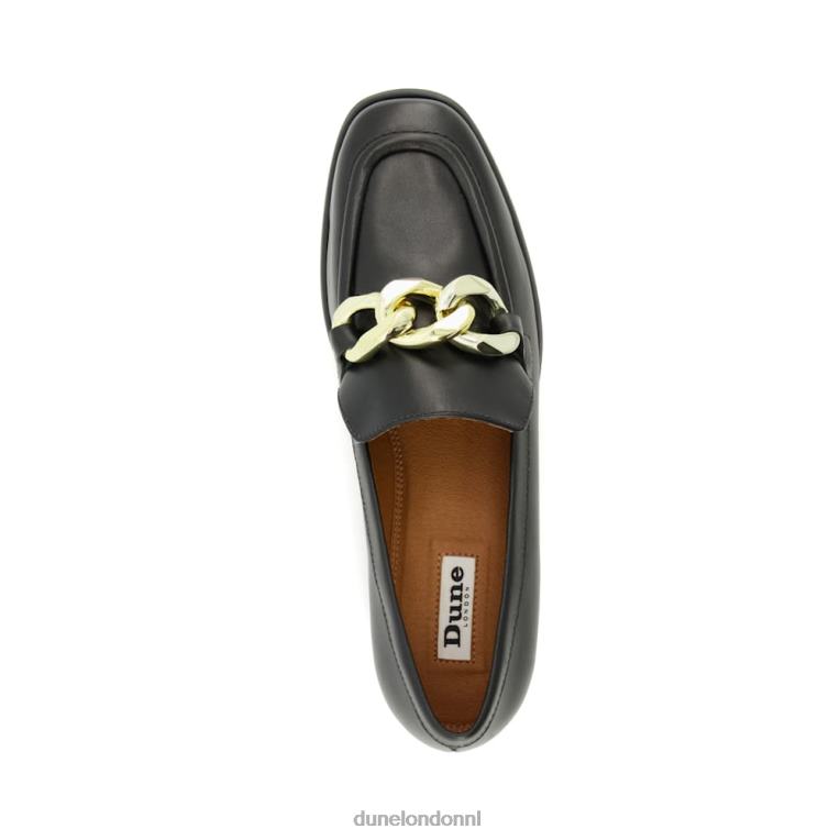 vrouwen R6DFZ92 glimp zwart Dune London Loafers met kettingafwerking