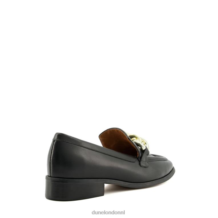 vrouwen R6DFZ92 glimp zwart Dune London Loafers met kettingafwerking