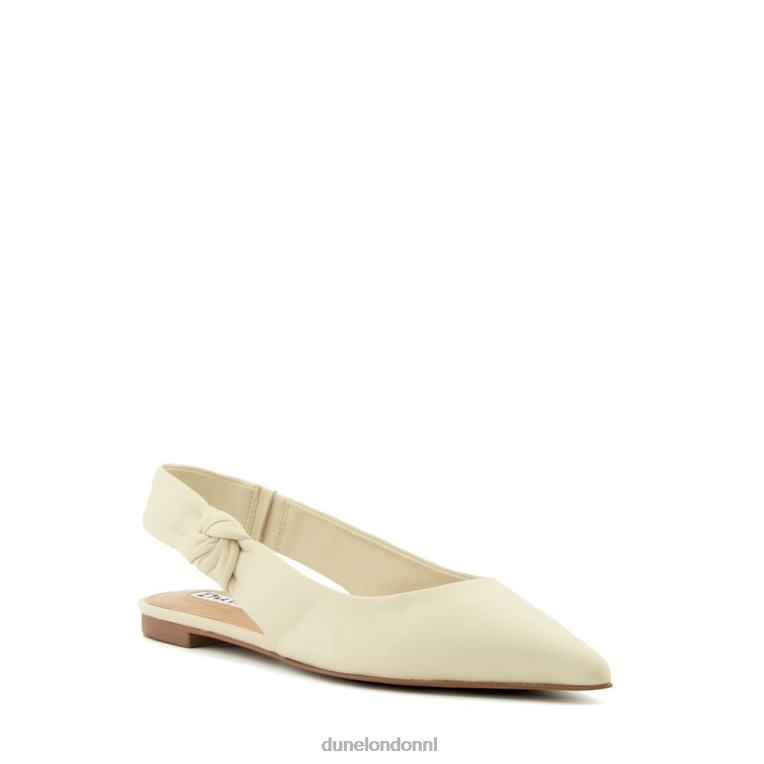 vrouwen R6DFZ135 verhogen ecru Dune London leren platte slingback balletschoenen - Klik op de afbeelding om het venster te sluiten