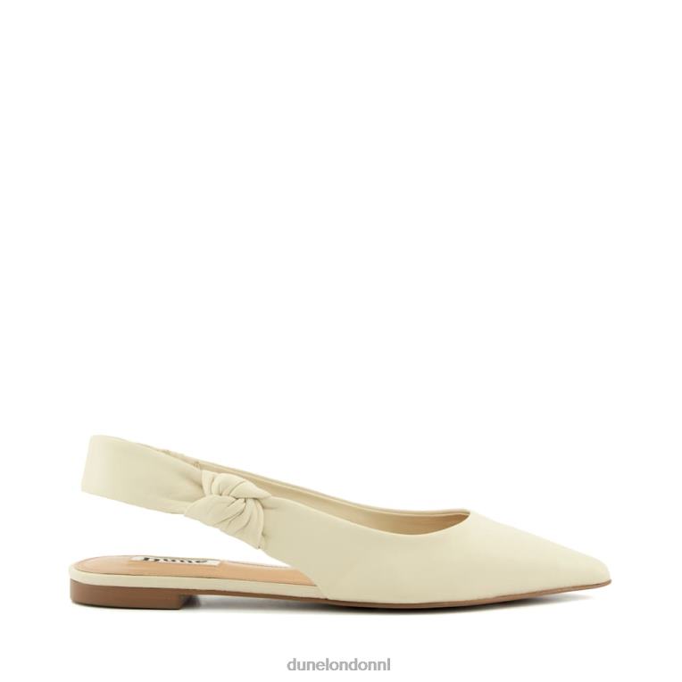 vrouwen R6DFZ135 verhogen ecru Dune London leren platte slingback balletschoenen