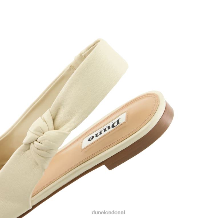 vrouwen R6DFZ135 verhogen ecru Dune London leren platte slingback balletschoenen