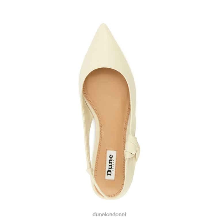 vrouwen R6DFZ135 verhogen ecru Dune London leren platte slingback balletschoenen