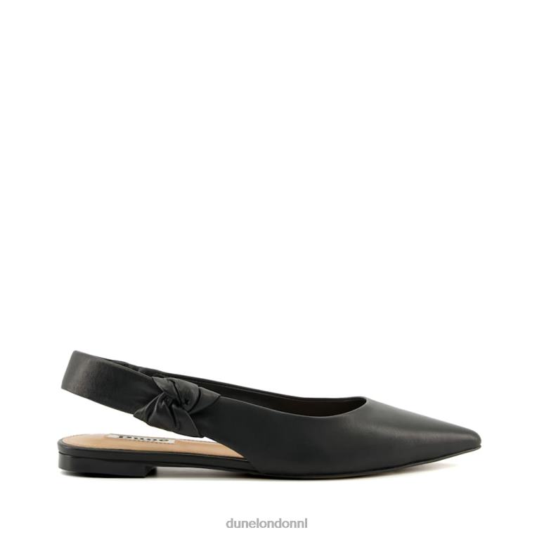 vrouwen R6DFZ151 verhogen zwart Dune London leren platte slingback balletschoenen