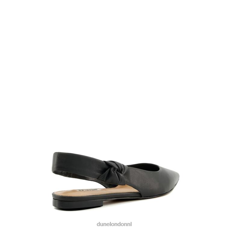 vrouwen R6DFZ151 verhogen zwart Dune London leren platte slingback balletschoenen