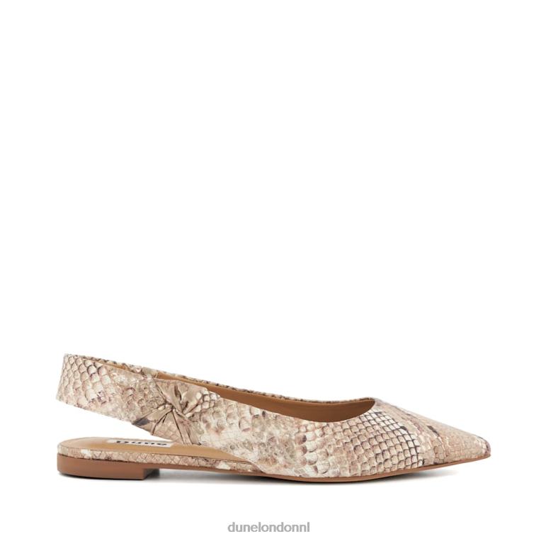 vrouwen R6DFZ448 verhogen reptiel Dune London leren platte slingback balletschoenen