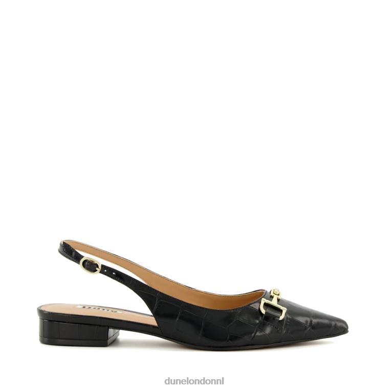 vrouwen R6DFZ540 hoopvol zwart Dune London Platte slingback pumps met trensversiering