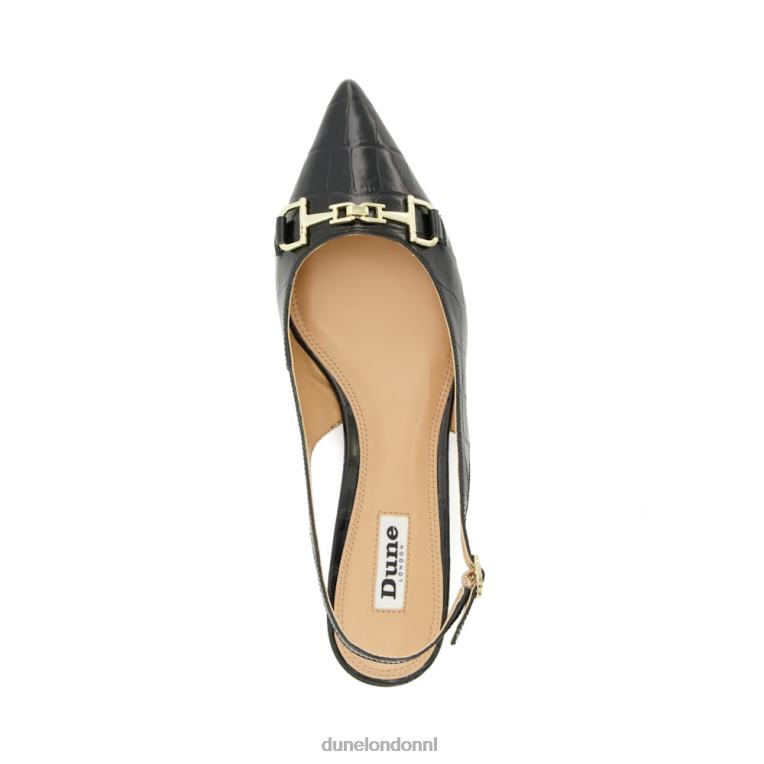 vrouwen R6DFZ540 hoopvol zwart Dune London Platte slingback pumps met trensversiering