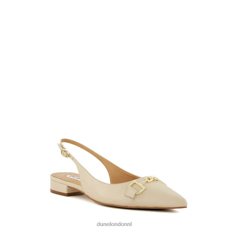 vrouwen R6DFZ584 hoopvol ecru Dune London Platte slingback pumps met trensversiering