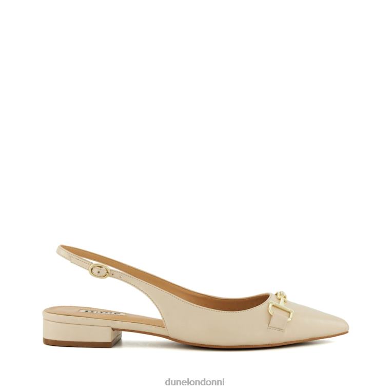 vrouwen R6DFZ584 hoopvol ecru Dune London Platte slingback pumps met trensversiering